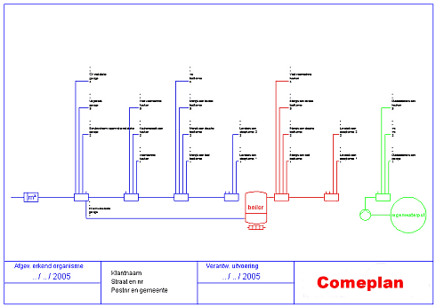 Voorbeeld schematische voorstelling, leidingen met verdelers